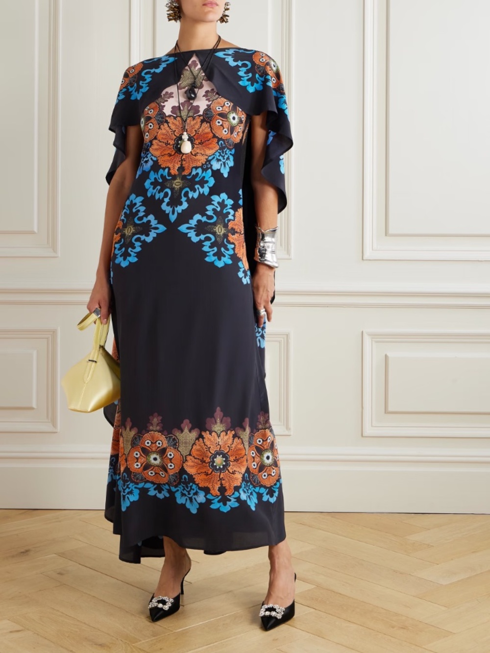 La DoubleJ Magic Cape Effect Maxi Dress in Black Size M